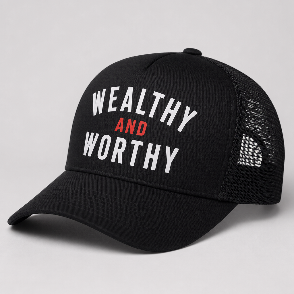 Wealthy & Worthy Trucker — Black / Red